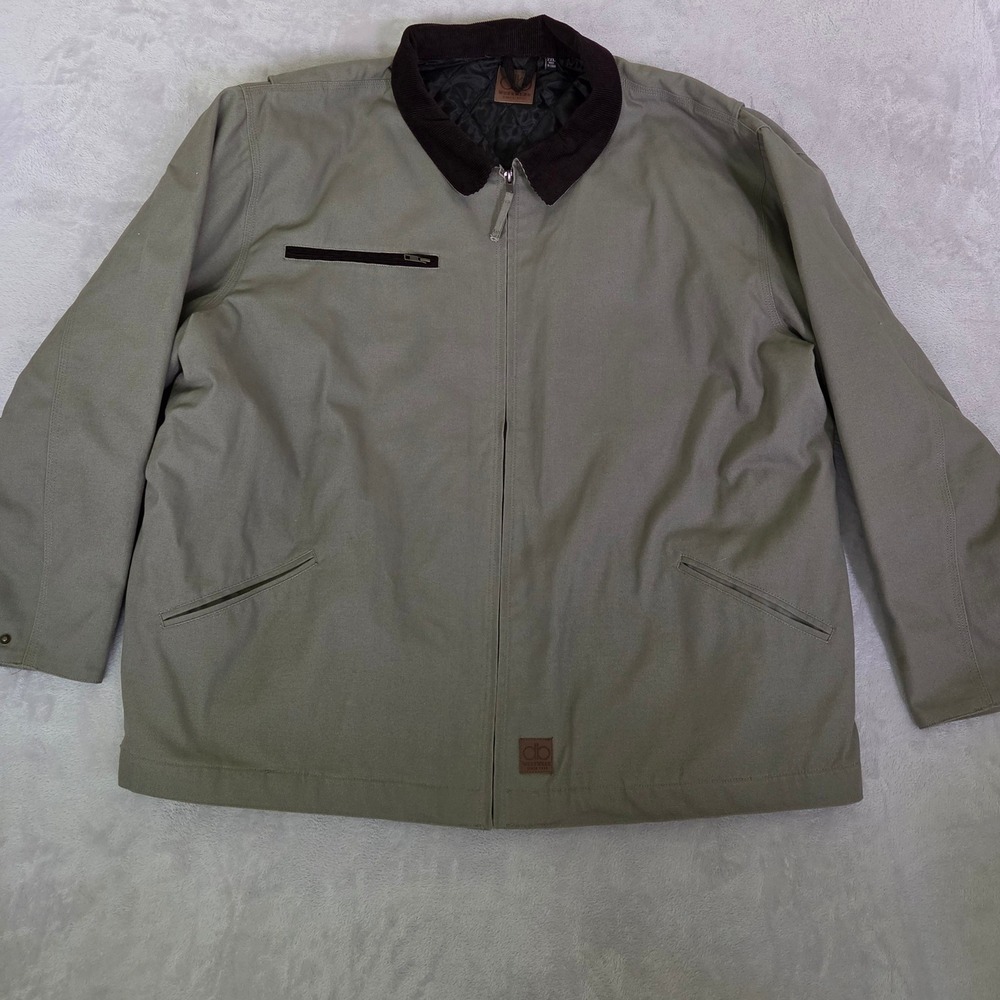 Mens 2XL Taupe/Gray Canvas Barn Jacket Chore Coat Quilted Lined Corduroy Collar